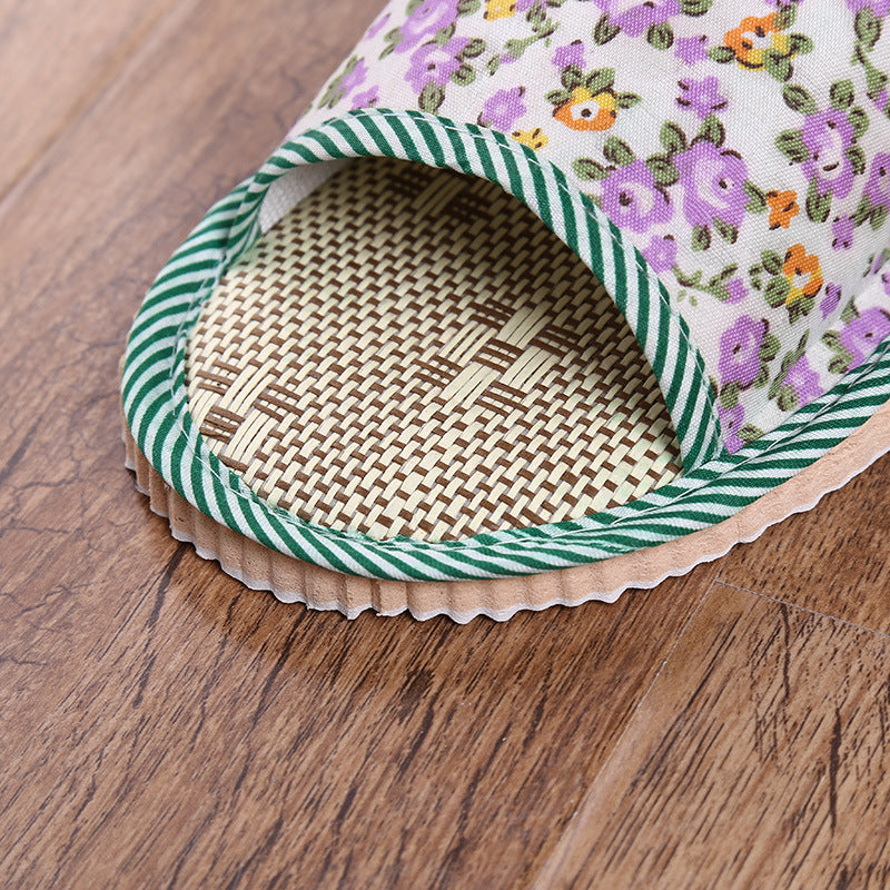 Wholesale Small Floral Linen Slippers